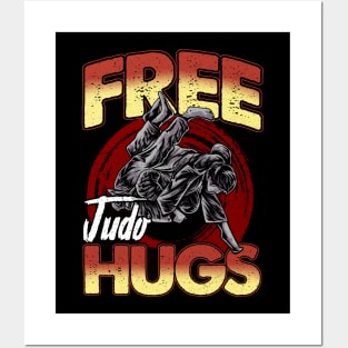 Funny Free Judo Hugs MMA Pun Posters and Art